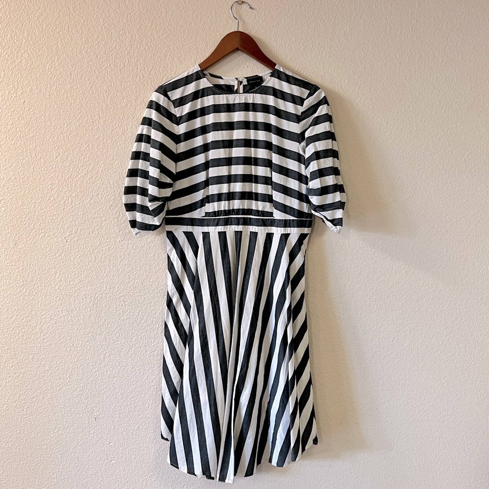 Charcoal and off white striped dress from Who What Wear, size M
